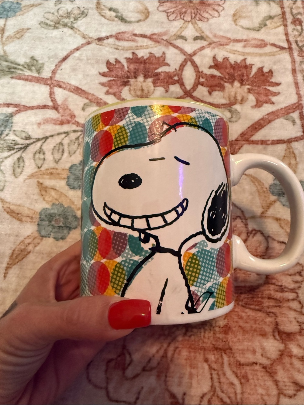 Peanuts Snoopy Colorful Pattern Coffee Mug - White, Red, Yellow, Blue, Green